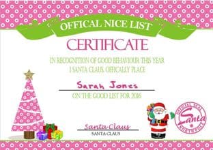 Personalised Santa's Nice List Certificate Design 1