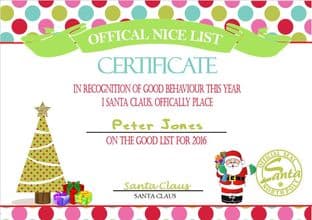 Personalised Santa's Nice List Certificate Design 3