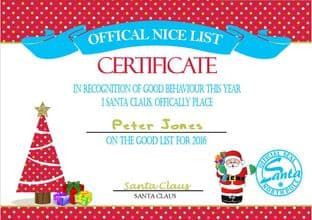 Personalised Santa's Nice List Certificate Design 4