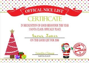 Personalised Santa's Nice List Certificate Design 5