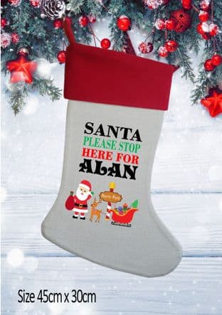 Personalised Santa Stop Here Christmas Stocking