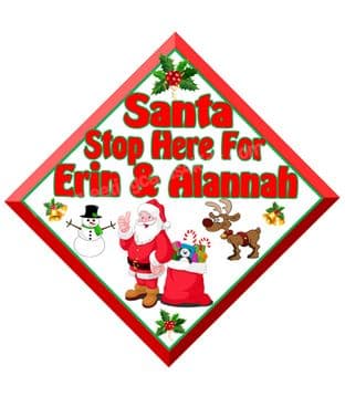 Personalised Santa Stop Here Window Sign