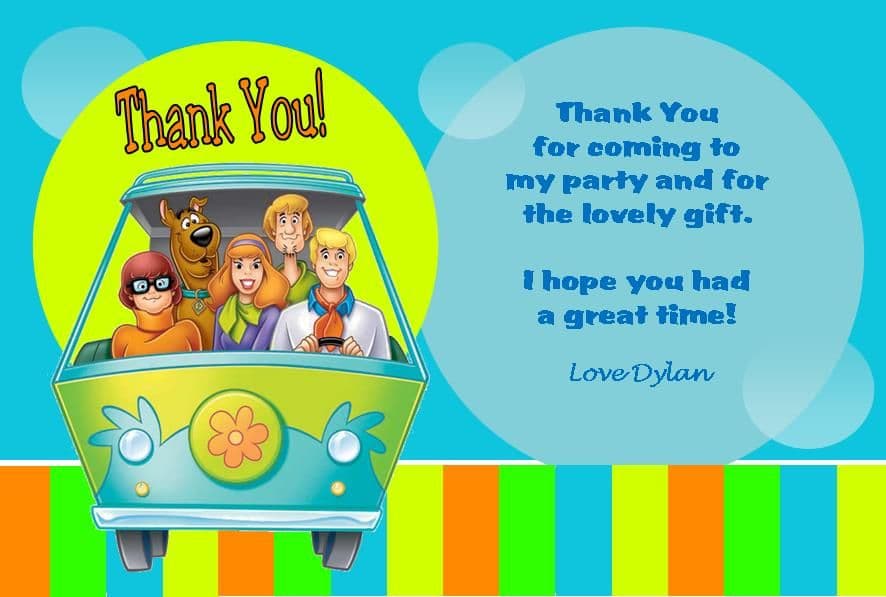 Personalised Scooby Doo Thank You Cards Design 2 Personalised Scooby Doo Thank You Cards Design 2