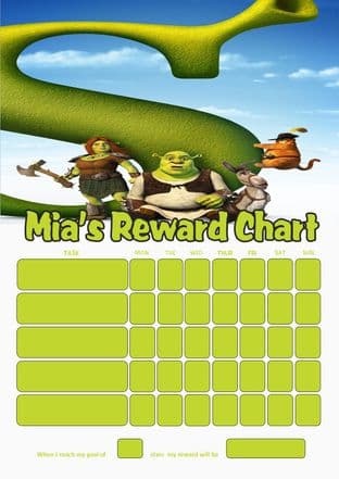Personalised Shrek Reward Chart (adding photo option available)