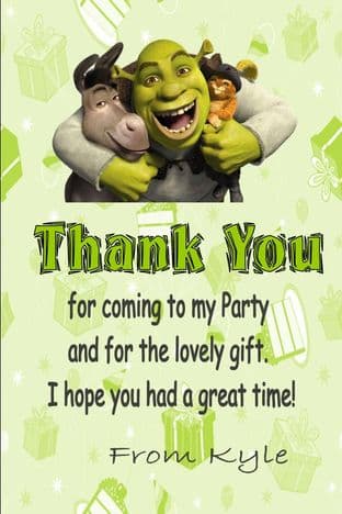 Personalised Shrek Thank You Cards