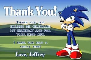 Personalised Sonic the Hedgehog Thank You Cards