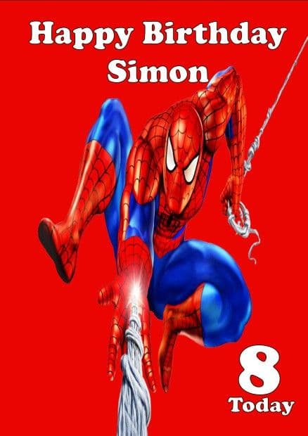 Personalised Spiderman Birthday Card