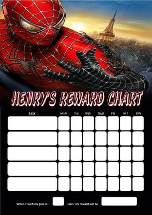 Personalised Spider-man Reward Chart (adding photo option available)