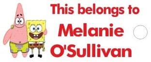 Personalised Spongebob Keyring School Bag Name Tag