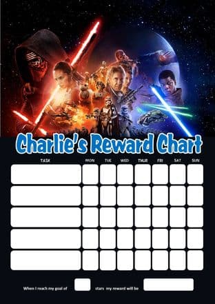 Personalised Star Wars Reward Chart (adding photo option available)