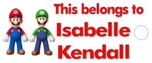 Personalised Super Mario Brothers Keyring School Bag Name Tag