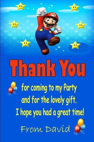 Personalised Super Mario Thank You Cards - Design 2