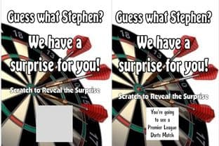 Personalised Surprise Darts Match Reveal Scratch Card