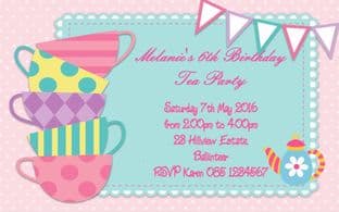 Personalised Tea Party Theme Invitations Design 2