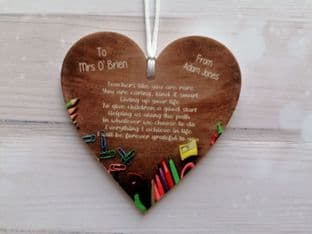 Personalised Teacher Thank You Heart Plaque