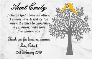 Personalised Thank you for being my Sponsor Plaque