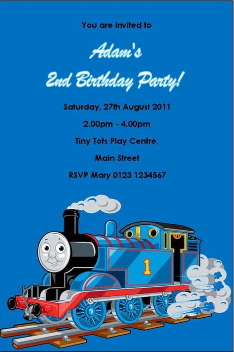 Personalised Thomas the Tank Engine Invitations Design 2