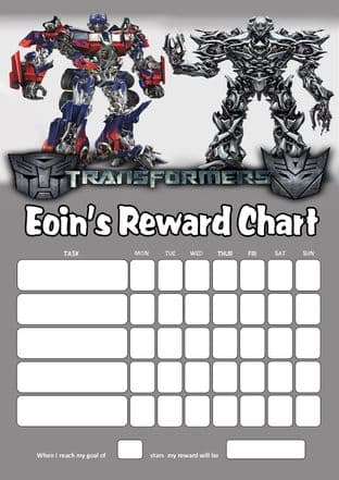 Personalised Transformers Reward Chart (adding photo option available)