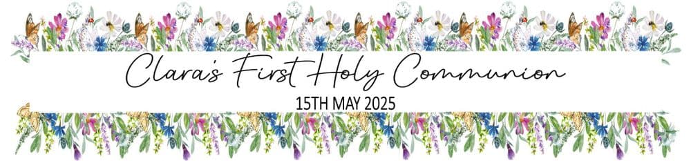 Personalised Wild Flowers Border Communion Banner