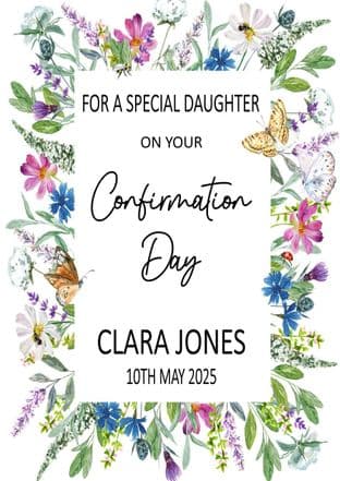Personalised Wild Flowers Border Confirmation Card