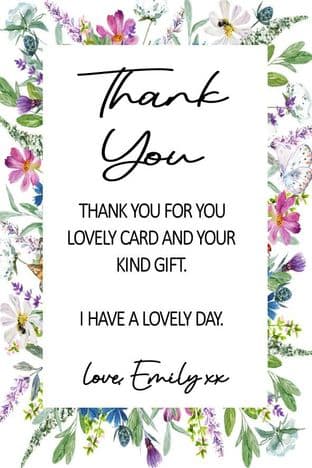 Personalised Wild Flowers Communion or Confirmation Thank You Cards