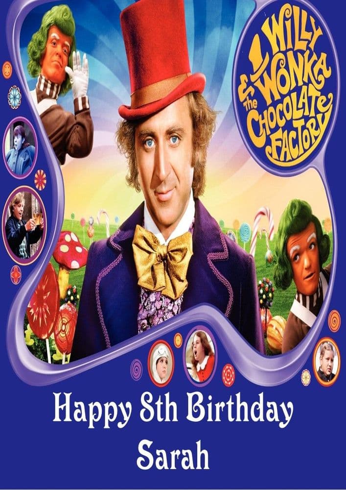 Personalized Willy Wonka Party Labels – 37mm Stickers, Thank You Seals, Customizable, Ref 208
