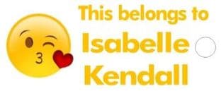 Personalised Wink Kiss Emoji Keyring School Bag Name Tag