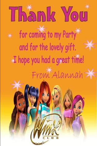 Personalised Winx Thank You Card (2)