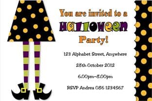 Personalised Witches Legs Halloween Invitation