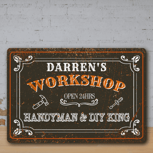 Personalised Workshop Faux Rusted Vintage Style Metal Sign