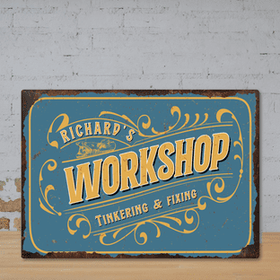 Personalised Workshop Faux Rusted Vintage Style Metal Sign 2