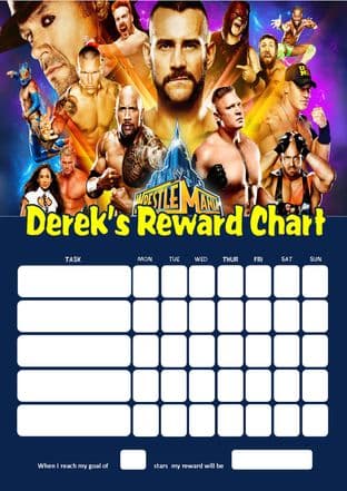 Personalised Wrestlemania WWE Reward Chart (adding photo option available)