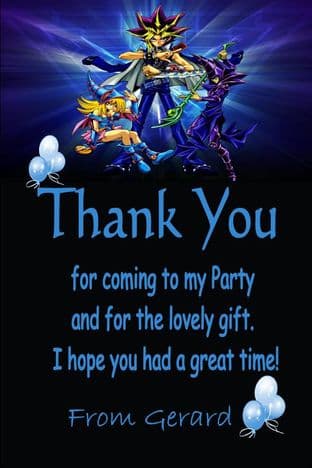 Personalised Yu-Gi-Oh Thank You Cards