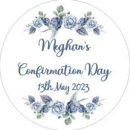 Personalsed Edible Blue Flowers Confirmation Cake Topper