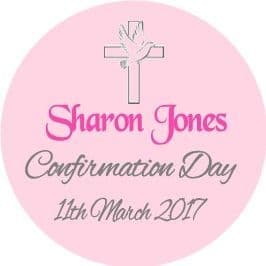 Personalsed Edible Grey Dove & Cross Pink Confirmation Cake Topper