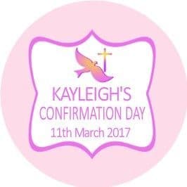 Personalsed Edible Pink Dove & Cross Confirmation Cake Topper