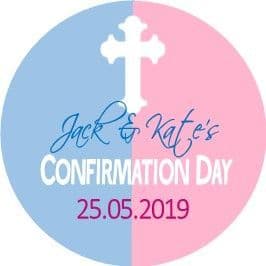 Pink & blue white cross confirmation sticker