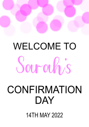Pink Bokeh on white any occasion welcome sign