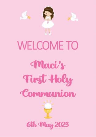 Pink Commuion Girl Welcome Sign