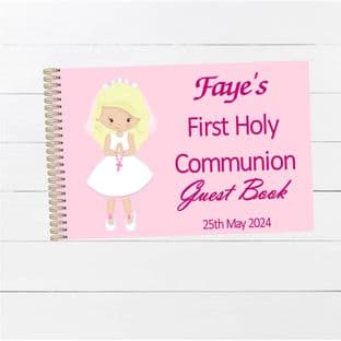 Pink Communion Girl Wire Bound Guest Book