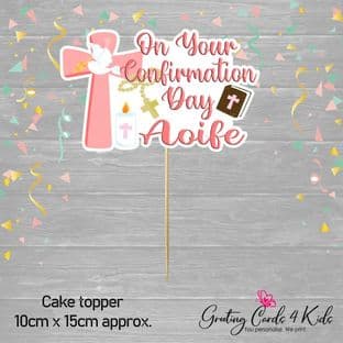 Pink Cross Confirmation Cake Topper