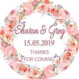 Pink Floral Circle Sticker