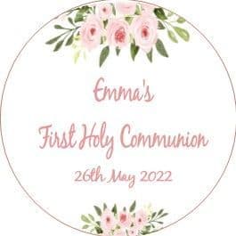 Pink Floral Girl Communion Sticker