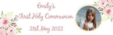 Pink Floral Photo Communion Chocolate Candy Bar Wrapper