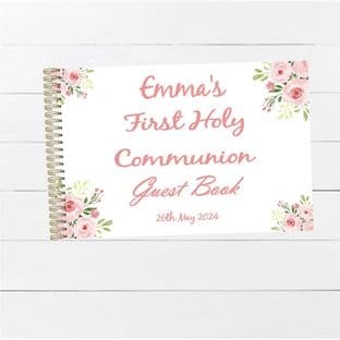 Pink Floral Wire Bound Guest Book