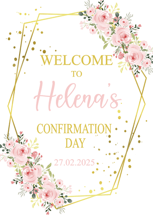 Pink Flower Gold Frame Any Occasion Welcome Sign