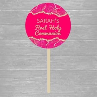 Pink & Gold Communion Cake Topper