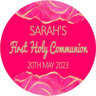 Pink & Gold Communion Sticker