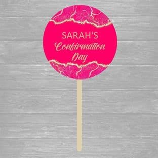 Pink & Gold Confirmation Cake Topper