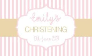 Pink & Gold Stripe Christening Chocolate Bar Wrapper